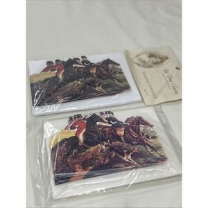 Set Of 12 Old Print Factory Victorian Elegance Fox Hunt Greet Card Horses Hounds